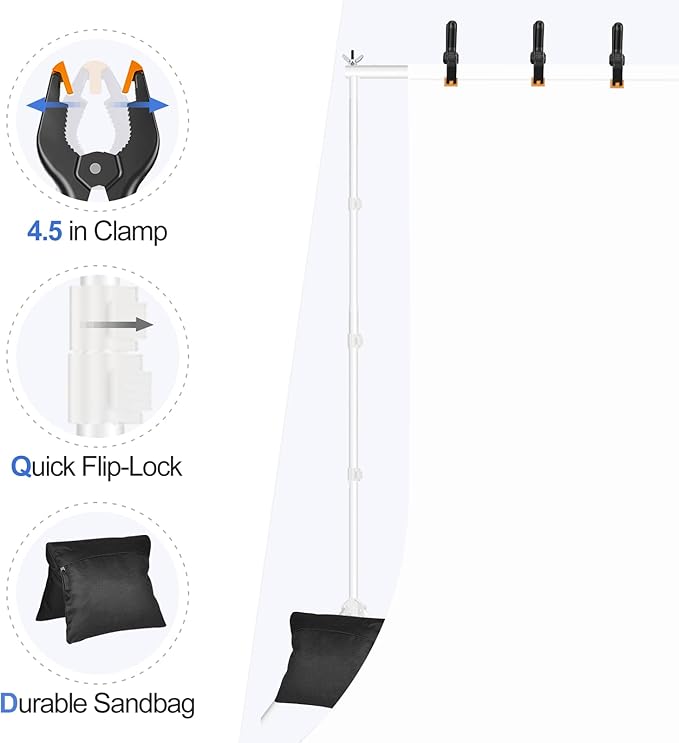EMART Backdrop Stand, 20x7ft Large Adjustable Background Support System - Image 7