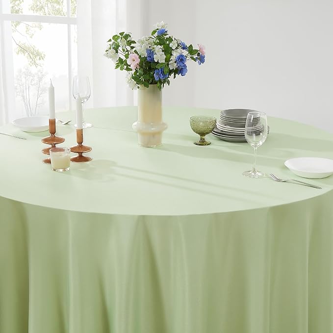 Round Tablecloth 2 Pack 108 Inch Sage Green Tablecloths Washable Decorative - Image 5