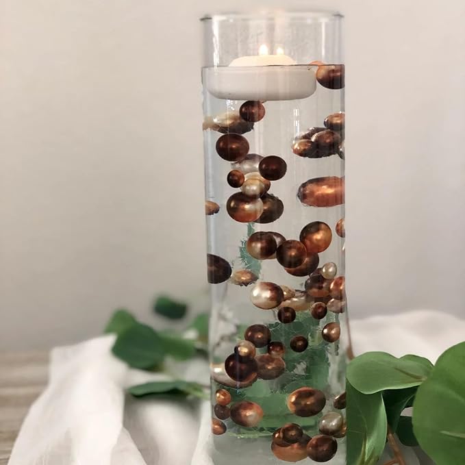 100PCS Brown Faux Pearls Beads for Centerpiece Vases, Vase Filler Faux Pearls - Image 5