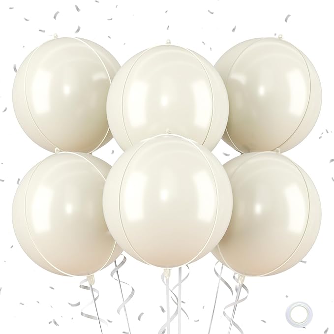 Beige Giant Foil Balloons, 22 Inch Big Round Foil Balloon by Saxuxu