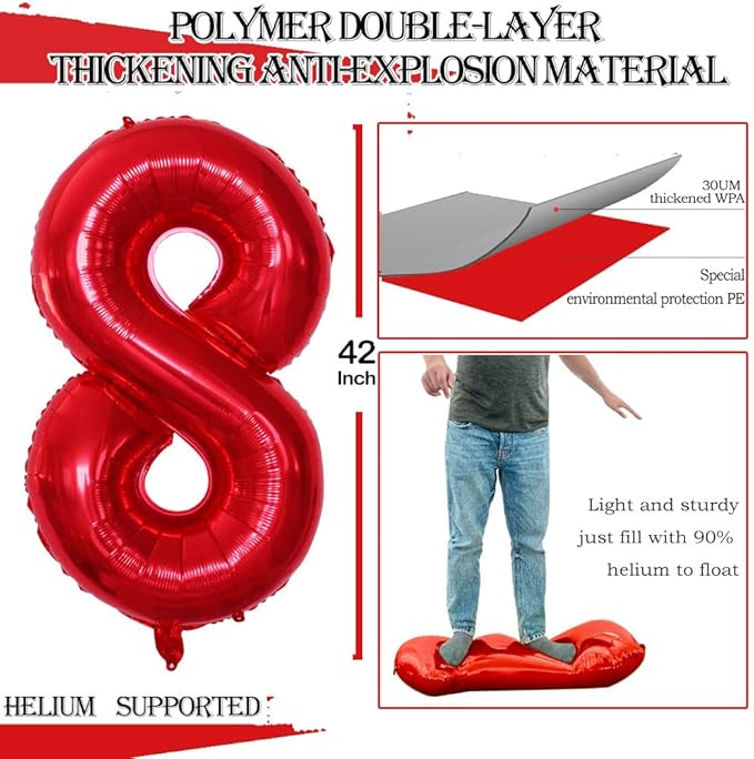 GOER Number 28 Balloons for 28th Birthday Party Decorations, 42 Inch Jumbo Foil - Image 2