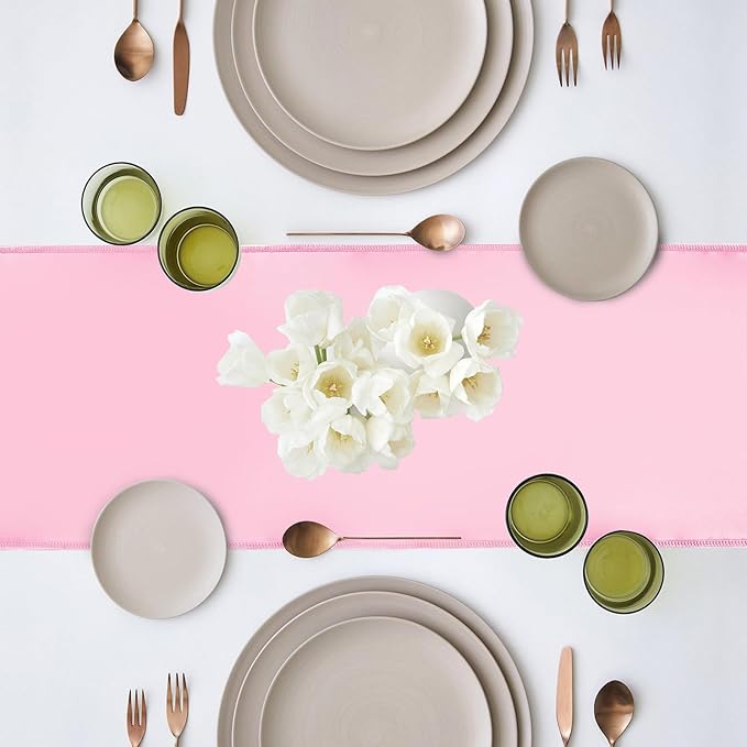 10 Pack Satin Table Runner 12 x 108 Inch Long Pink Silk Table Runner - Image 6