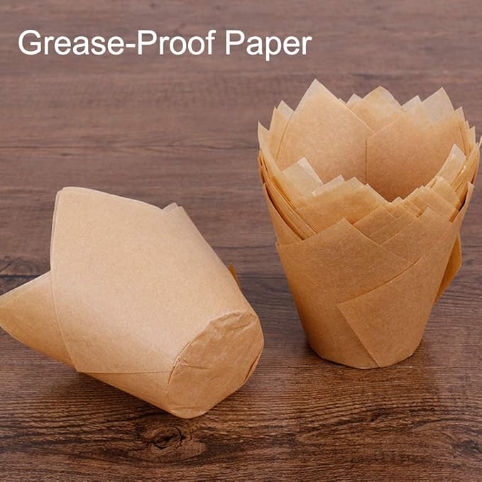 150pcs Tulip Cupcake Liners Natural Baking Cups Muffin Paper Liner Grease-Proof - Image 6