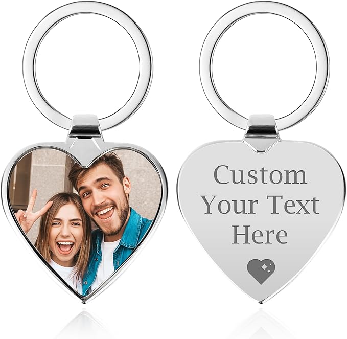 Custom Keychain with Picture, Personalized Photo Keychain with LOGO Text by Ueedklaayy