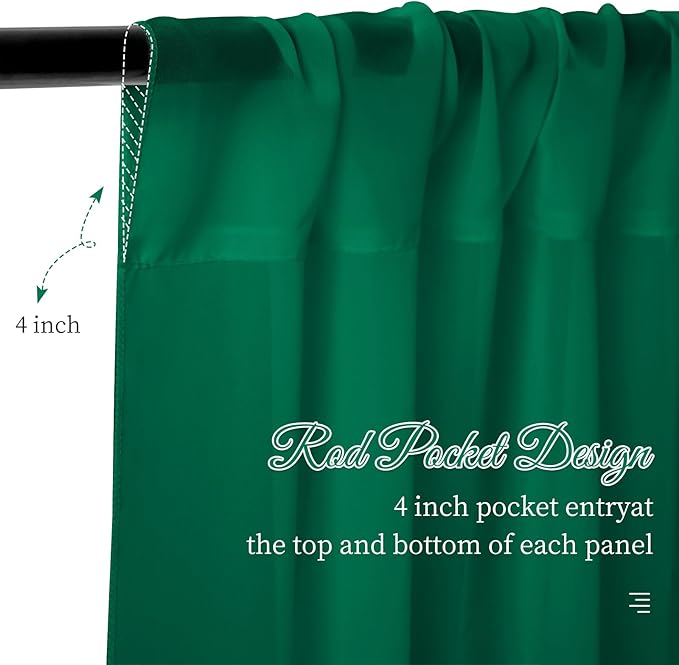 6 Panels Emerald Green Wedding Ceiling Drapes 5ftx10ft Ceiling Drapes Chiffon - Image 6