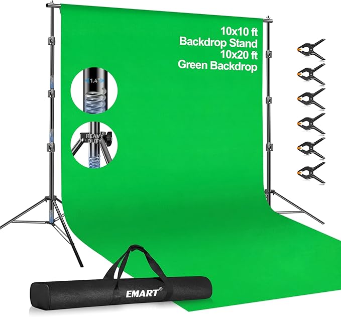 EMART Photo Video Studio 10 x 10ft Green Screen Backdrop Stand Kit, Photography by EMART