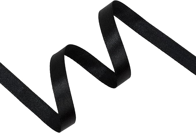 Black Satin Ribbon 3/8 inch X Continuous 50 Yards, Single Face Polyester Black - Image 3