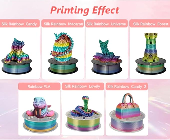 Kingroon Silk PLA Filament 1.75mm Rainbow Filament 3D Printer Filament Color - Image 2