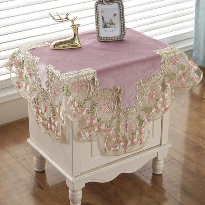 vctops Damask Lace Patchwork Tablecloth Luxury Square Small Table Cover Elegant by vctops