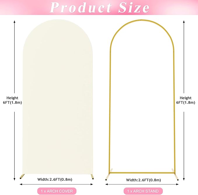 Wokceer 6 FT Wedding Arch Stand and Arch Cover, Metal Arch Backdrop Stand - Image 2
