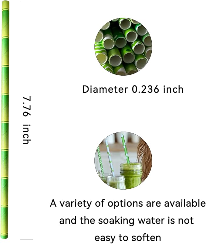 YAOSHENG Pink & Gold Paper Straws Disposable, 100% Biodegradable Multi-Pattern - Image 6