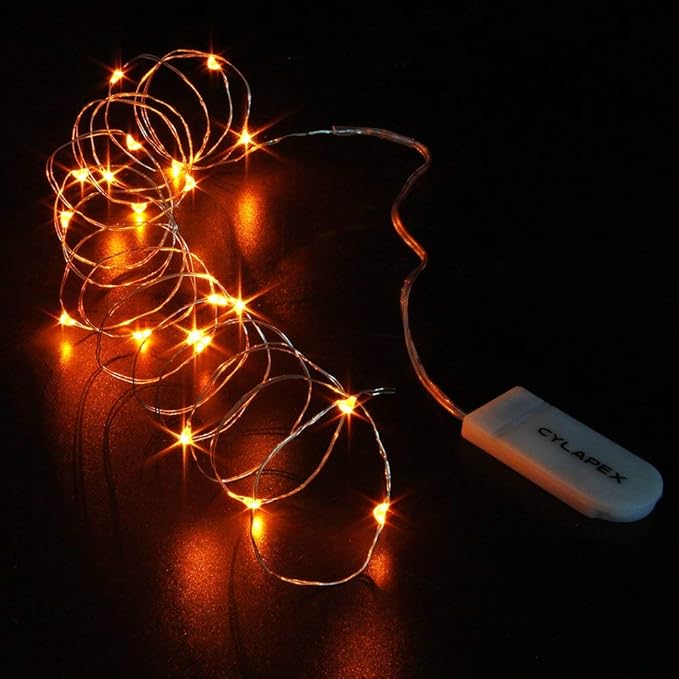 CYLAPEX 12 Pack Orange Fairy Lights String Battery Operated Fairy Lights Starry - Image 4