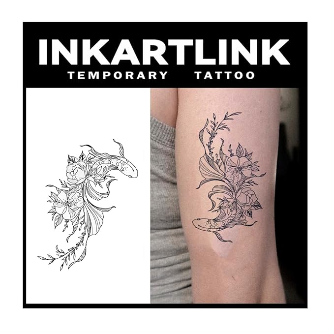 INKARTLINK Tattoo Tech, 2 Sheets Medium Semi Permanent Tattoo, Adult Art Design by INKARTLINK