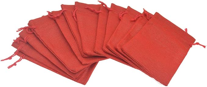 20pcs Burlap Bags with Drawstring, 2.7x3.5 Inch Red Jute Gift Bag Bulk - Image 2