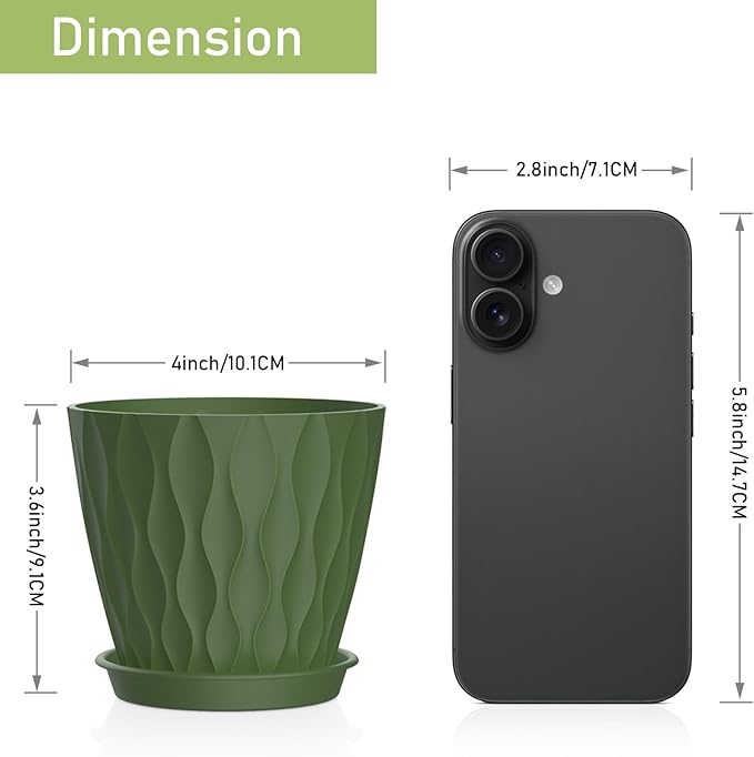4 Inch Small Pots for Plants, 12 Pack Waffle Texture Small Plant Pots for - Image 3