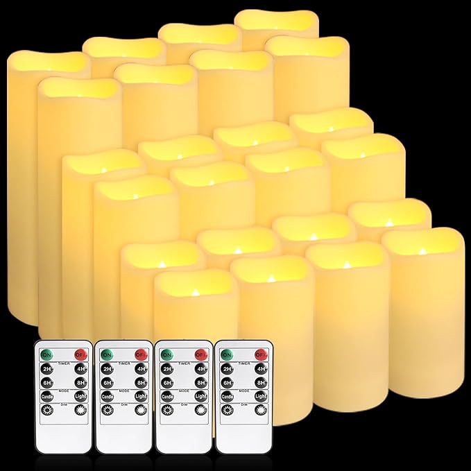 Set of 24 Waterproof Outdoor Flameless Candles, Realistic LED Candles - Image 2