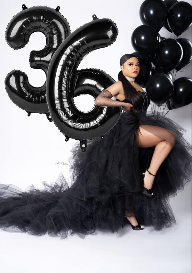 40 Inch Black Number Balloon 0-9, Big Size Happy Birthday Balloon, Foil Helium - Image 7