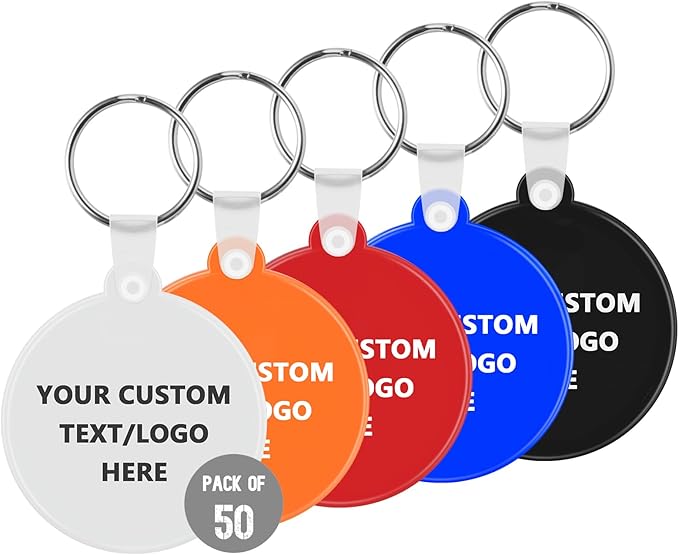 Custom Round Soft Keychains 50 Pack, Personalized Logo, Text Bulk by Paintechz