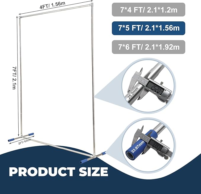 7*5FT Metal Backdrop Stand Kit, Heavy Duty Rustproof Wedding Arch - Image 2