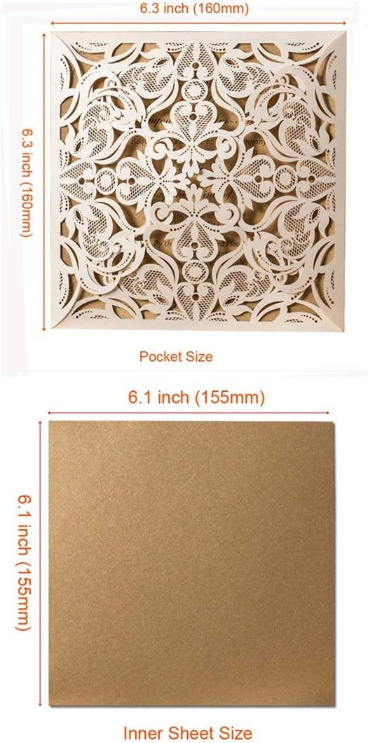 Hosmsua 50PCS Ivory Laser Cut Wedding Invitation Cards - Image 6