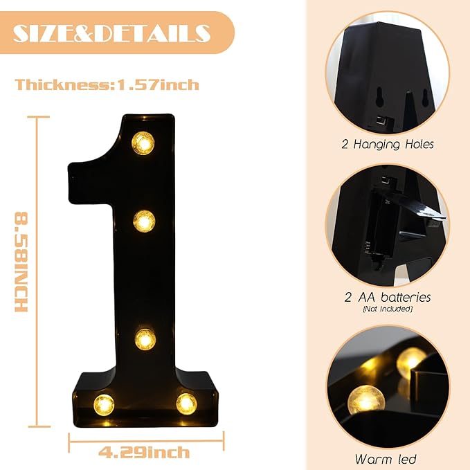 LED Marquee Numbers, 8.58 Inch Led Light Up Numbers - Image 2