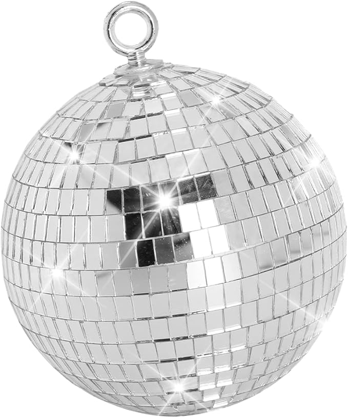 Mirror Disco Ball, 6 inch Mirror Ball Silver Disco Party Stage Lightning Balls by Javik