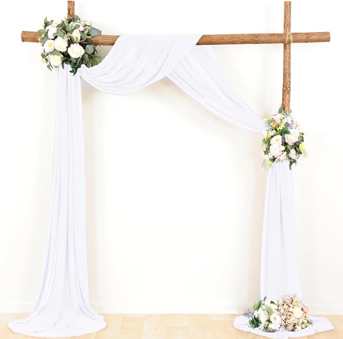 White Wedding Arch Draping Fabric 1 Panel 30'' x 18FT Sheer Chiffon Arch Drapery - Image 4