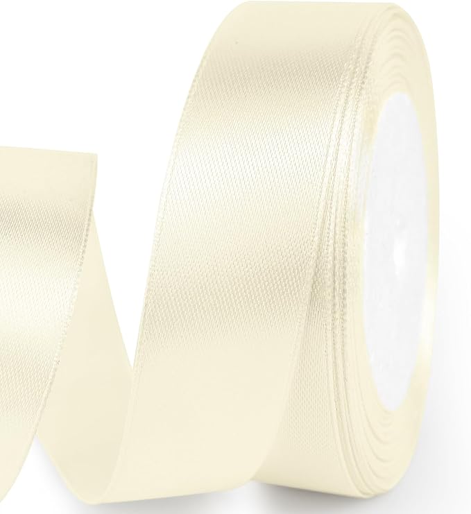 1" x 25 Yards Satin Ribbon, Ivory Silk Ribbon Ideal by Quhora