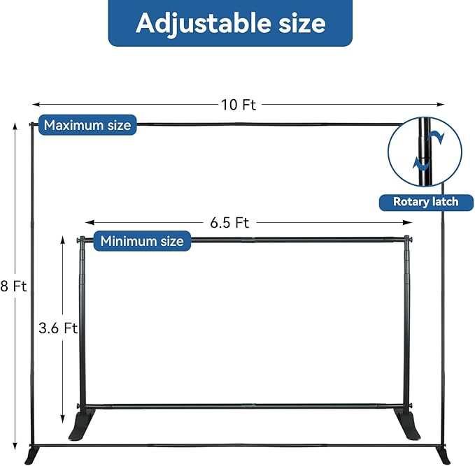 10x8 FT Heavy Duty Backdrop Banner Stand - Image 2
