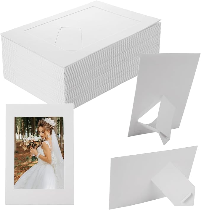 SHUESS 100 Pack White Paper Picture Frames 4 x 6 Standing Cardboard Photo Frames by SHUESS