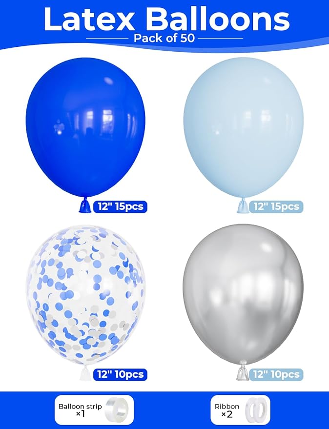 Royal Blue and Silver Balloons - Image 3