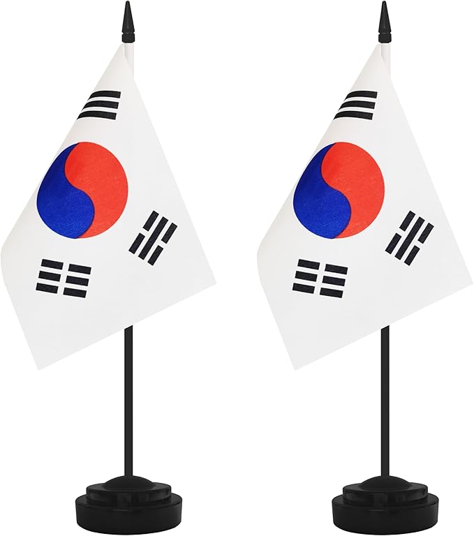 2 Pack Korea Desk Flag Set, Korean Desktop Small Miniature Table Office Flag by Unknown