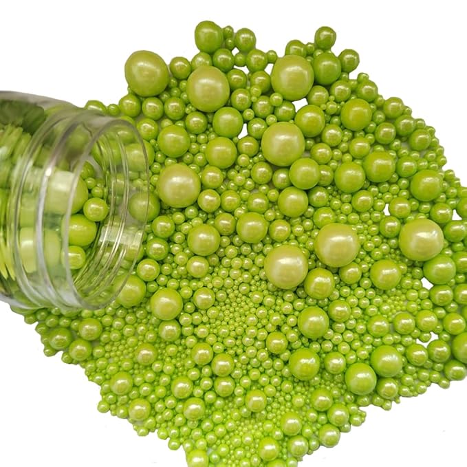 Edible Green Sugar Pearls Candy Sprinkles 120G/ 4.23Ounce Baking Cake Sprinkles by Homankit