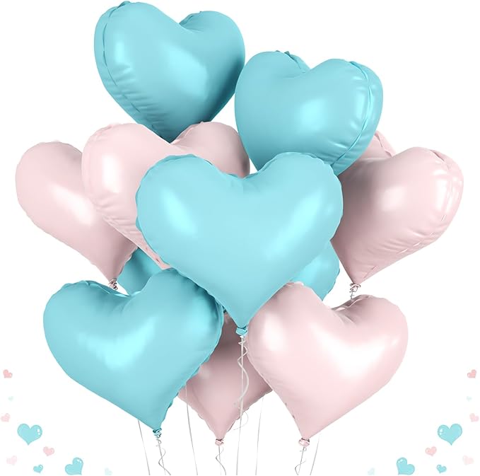 20 Inch Blue Pink Heart Balloons by Paready