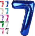 Digital Number 7 Night Blue Birthday Balloon 40 Inch, Foil Balloons by Upgesy