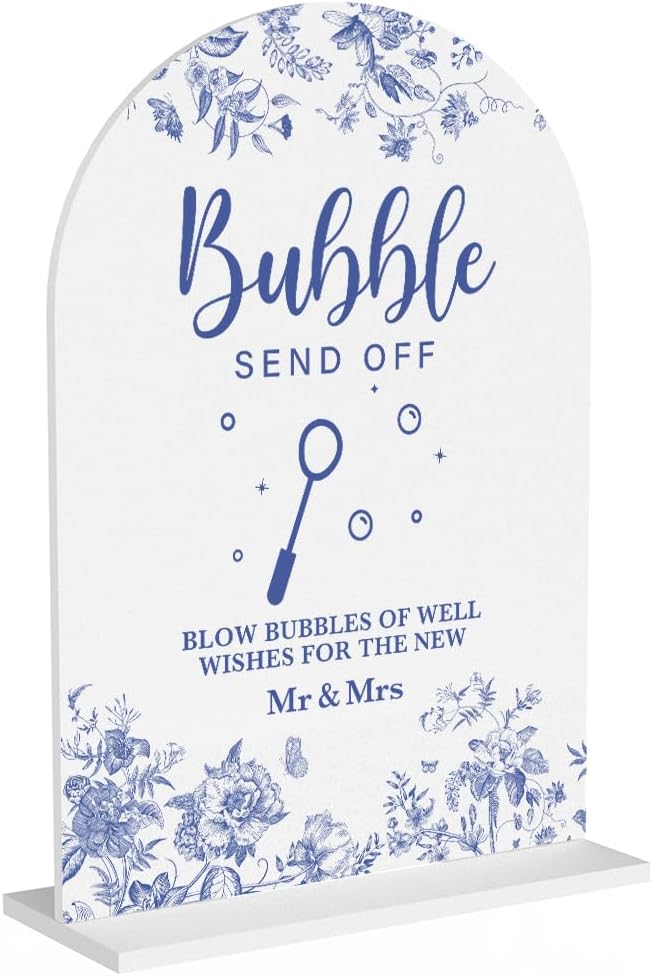 Acrylic Wedding Signs, Dusty Blue Wedding Decor, Bubble Send Off Signs by KongMoTree