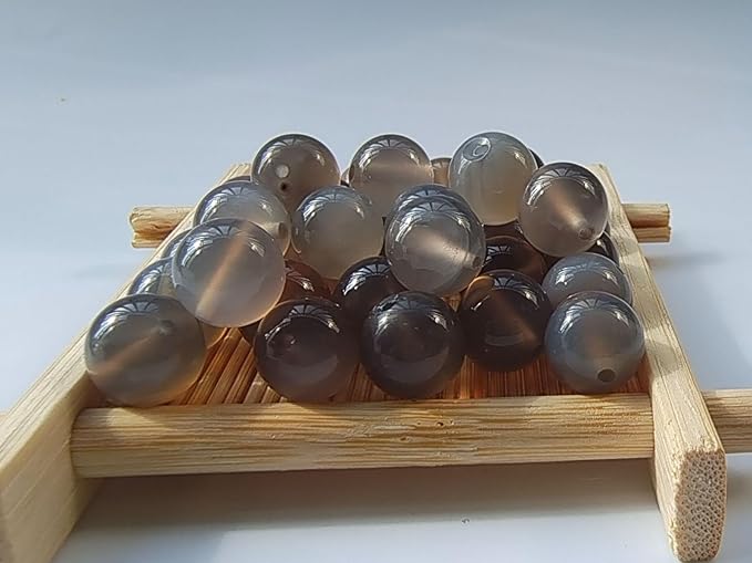 Stone Beads 10mm 60pcs Grey Agate Beads Round Loose Gemstones Beads - Image 2