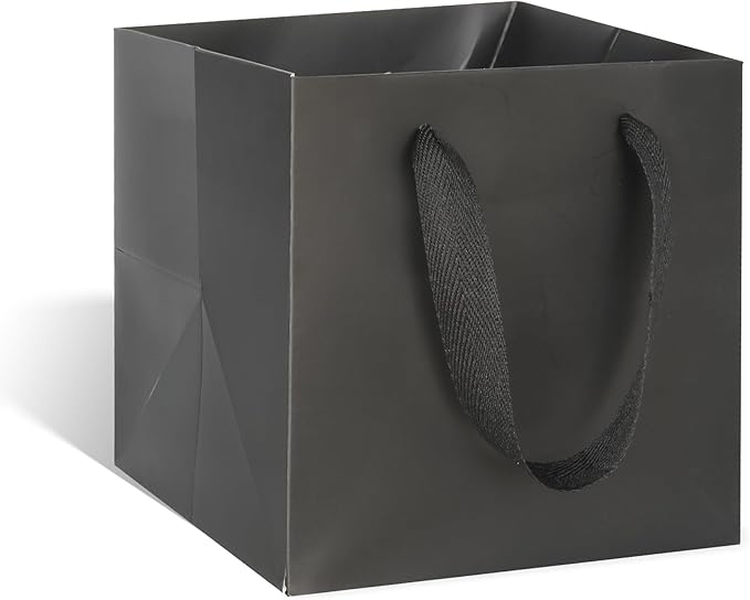 ADIDO EVA Black Square Gift Bags Medium Size Square Bottom Paper Bags by ADIDOEVA