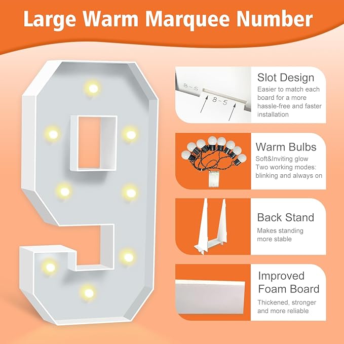3ft Light Up Numbers, Large Number - Image 3