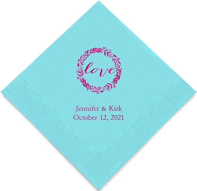Weddingstar Personalized Printed Paper Napkins 3-Ply 50 Pack by WEDDINGSTAR