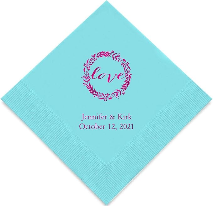 Weddingstar Personalized Printed Paper Napkins 3-Ply 50 Pack by WEDDINGSTAR