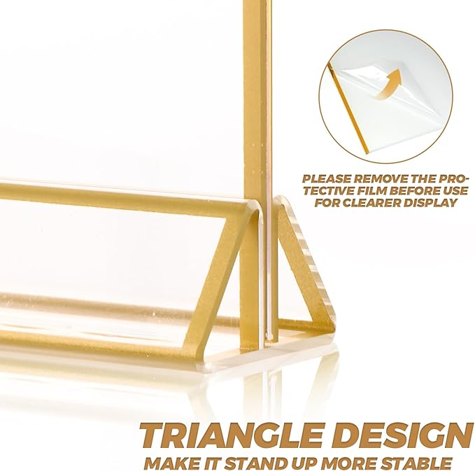 12 Pack Gold Acrylic Sign Holder 4x6 Picture Frame, Double Sided Gold Table - Image 4