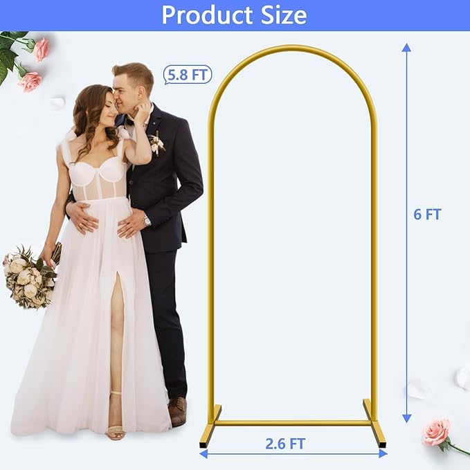 6 ft Arch Backdrop Stand, Wedding Arch Frame, Stable Metal Background Stand - Image 5