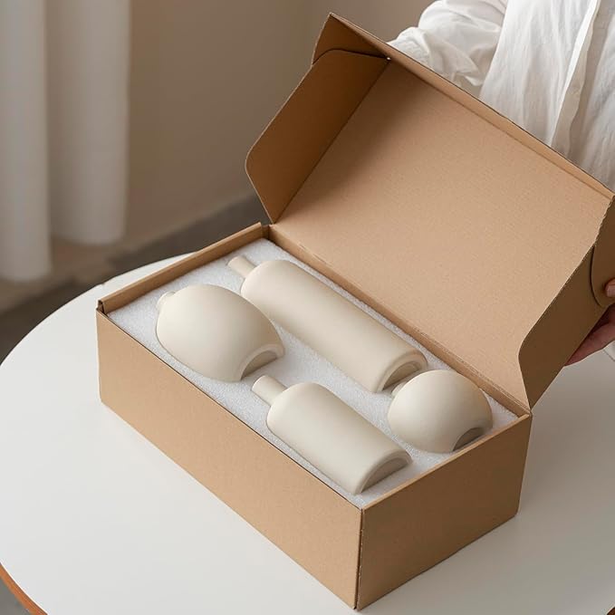 Modern Ceramic Vase Set, Neutral Colors, Decorative Vases - Image 2