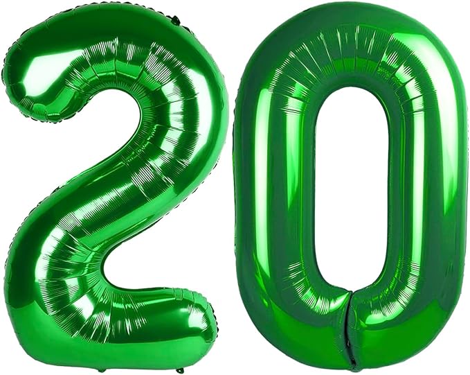 40 Inch Big Green Number 20 Balloon Birthday Decoration, Number 20 Helium by Upgesy