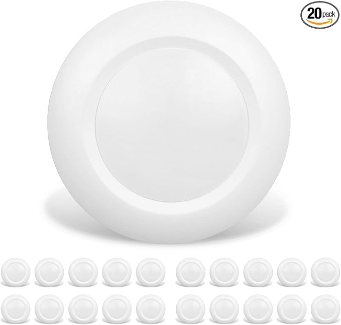 20 Packs 4 Inch LED Low Profile Recessed & Surface Mount Disk Light, >600 Lumens by JULLISON