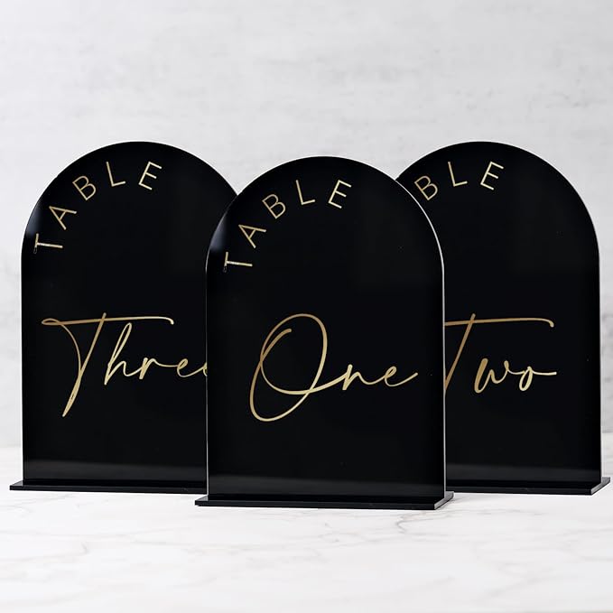 Black Arch Wedding Table Numbers 1-15 by JINMURY