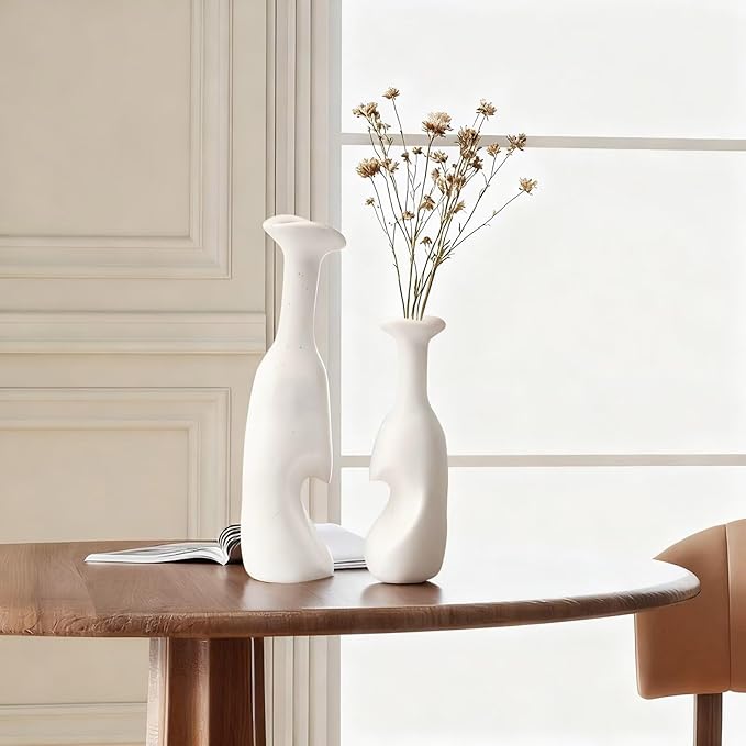 Heart Shaped Small Ceramic Vases Set of 2 Home Decor Boho Vase Modern Matte - Image 5