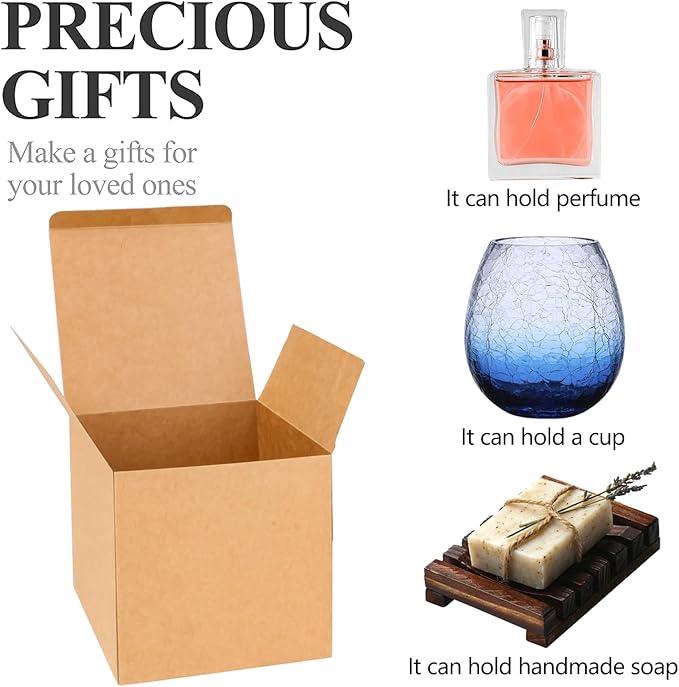 COTOPHER Small Gift Boxes 25 Pack 5x5x5 inches Brown Gift Boxes - Image 2