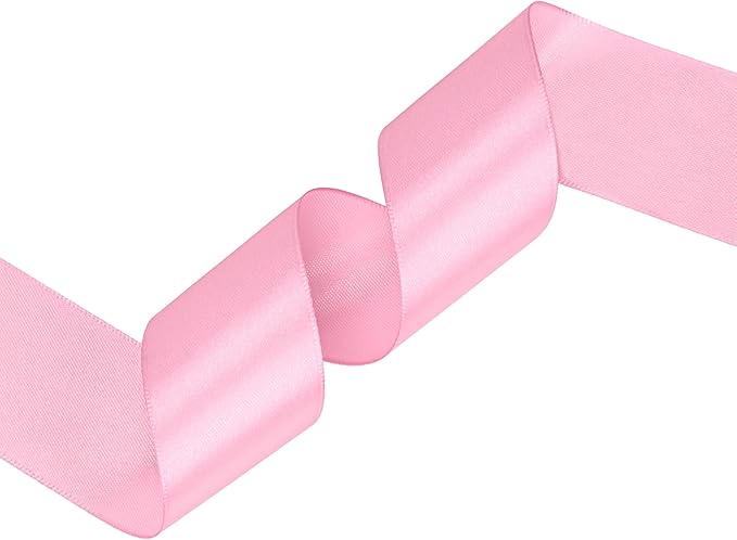 Rose Pink Satin Ribbon 1-1/2 inch X Continuous 50 Yards, Single Face Polyester - Image 2